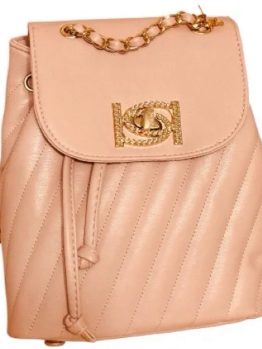 NWT bebe Quilted Blush Pink Backpack with Gold Hardware